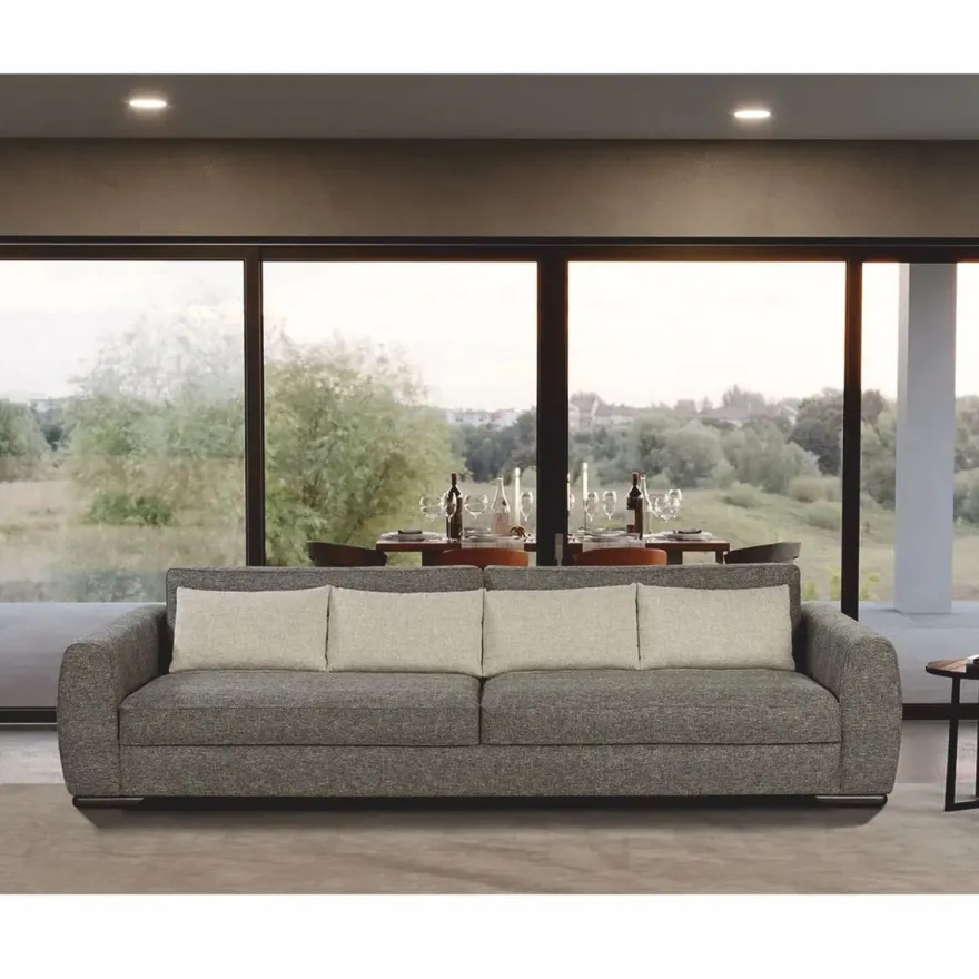 Casa Padrino Luxus Sofa Grau / Schwarz 337 cm - Luxus Wohnzimmer & Hotel Möbel