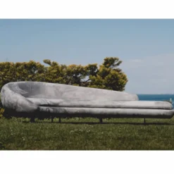 Casa Padrino Luxus Sofa Grau / Schwarz 300 cm - Gebogenes Wohnzimmer & Hotel Sofa