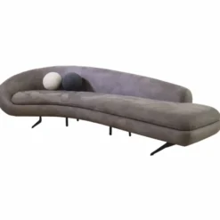 Casa Padrino Luxus Sofa Grau / Schwarz 300 cm - Gebogenes Wohnzimmer & Hotel Sofa
