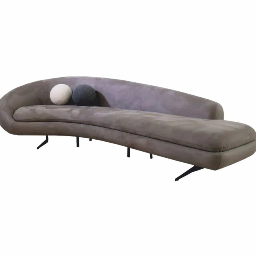 Casa Padrino Luxus Sofa Grau / Schwarz 300 cm - Gebogenes Wohnzimmer & Hotel Sofa