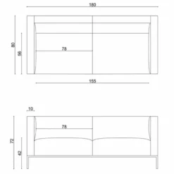 Casa Padrino Luxus Sofa Grau / Schwarz 180 cm - Wohnzimmer & Hotel Möbel