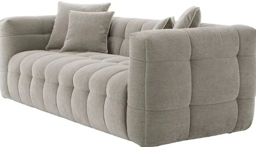 Casa Padrino Luxus Sofa Grau 230 x 100 x H. 75 cm - Wohnzimmer Sofa mit 4 Kissen - Wohnzimmer Möbel - Luxus Möbel - Wohnzimmer Einrichtung - Luxus Einrichtung - Luxus Qualität