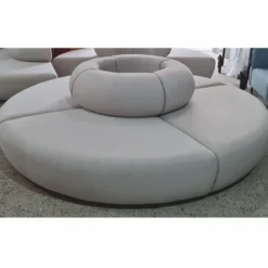 Casa Padrino Luxus Sofa Grau Ø 240 x H. 72 cm - Rundes Modulares Samt Sofa