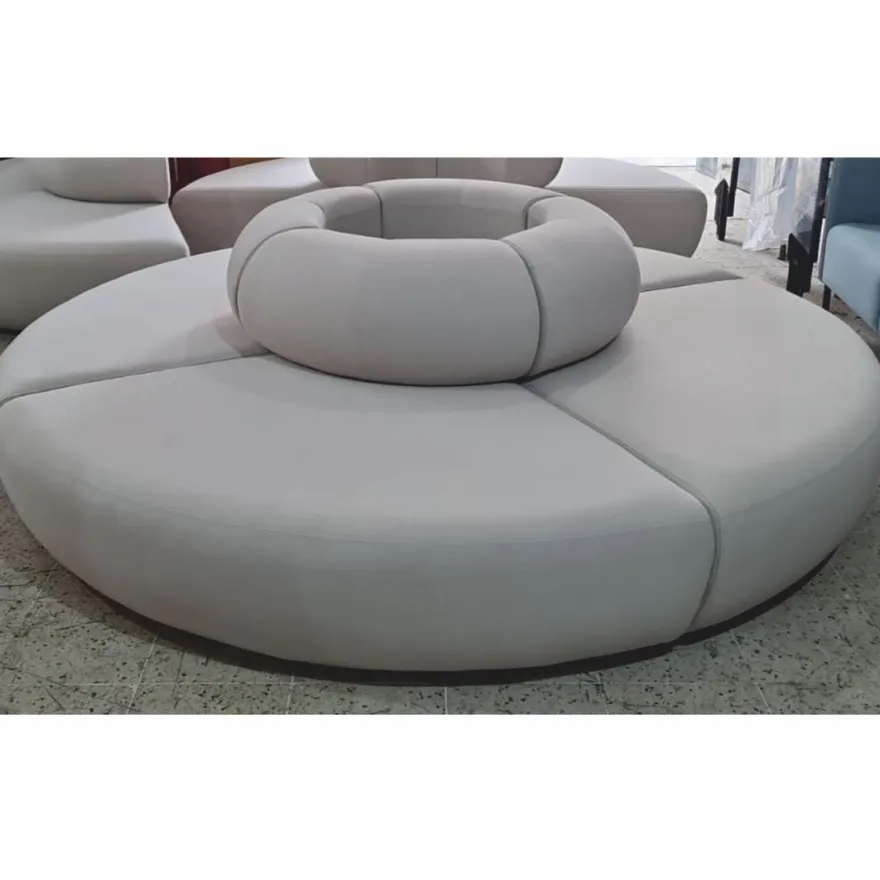 Casa Padrino Luxus Sofa Grau Ø 240 x H. 72 cm - Rundes Modulares Samt Sofa