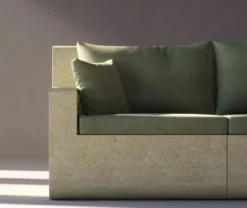 Casa Padrino Luxus Sofa Grün / Creme 270 cm - Modulares Wetterfestes Beton Sofa
