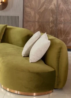 Casa Padrino Luxus Sofa Grün / Mehrfarbig / Kupfer 330 x 110 x H. 70 cm - Gebogenes Wohnzimmer Sofa - Hotel Sofa - Wohnzimmer Möbel - Hotel Möbel - Luxus Möbel - Luxus Einrichtung