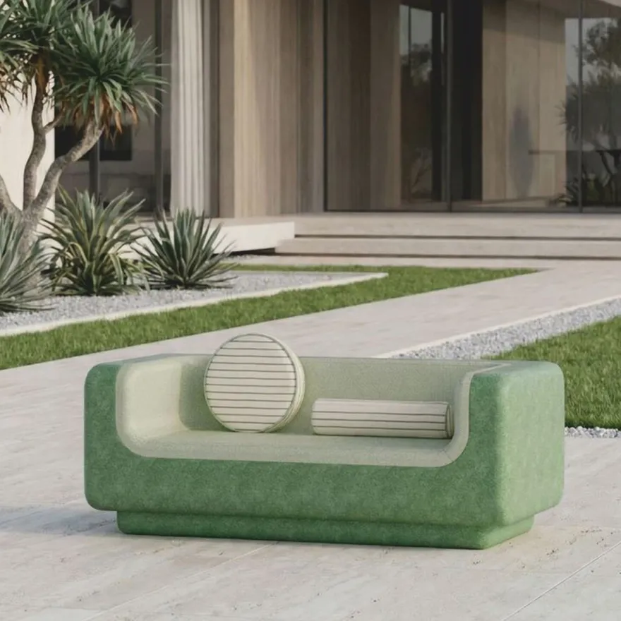 Casa Padrino Luxus Sofa Grün / Mintgrün 180 cm - Wetterfestes Beton Sofa