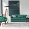 Casa Padrino Luxus Sofa Grün / Schwarz 260 x 105 x H. 80 cm - Wohnzimmer Sofa - Hotel Sofa - Wohnzimmer Möbel - Hotel Möbel - Luxus Möbel - Wohnzimmer Einrichtung - Luxus Einrichtung