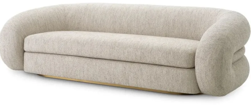 Casa Padrino Luxus Sofa Hellgrau / Messing 230 cm - Luxus Wohnzimmer & Hotel Möbel
