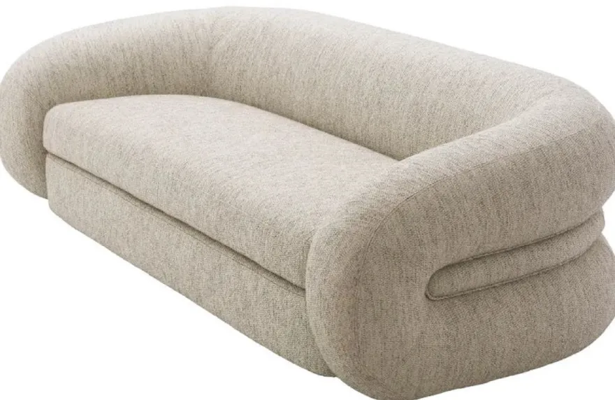 Casa Padrino Luxus Sofa Hellgrau / Messing 230 cm - Luxus Wohnzimmer & Hotel Möbel
