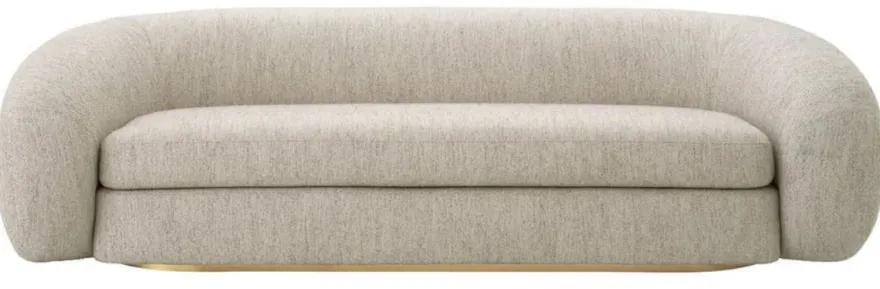 Casa Padrino Luxus Sofa Hellgrau / Messing 230 cm - Luxus Wohnzimmer & Hotel Möbel