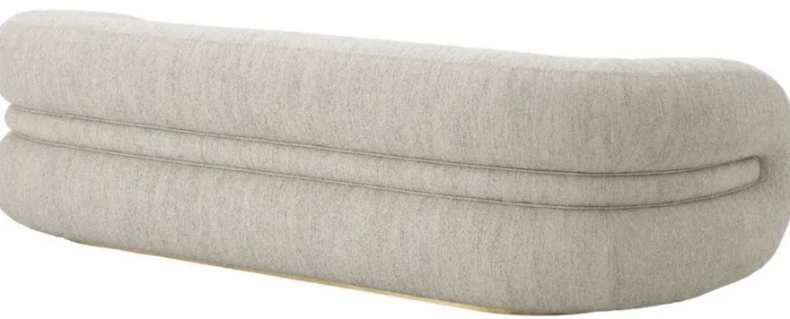 Casa Padrino Luxus Sofa Hellgrau / Messing 230 cm - Luxus Wohnzimmer & Hotel Möbel