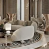 Casa Padrino Luxus Sofa Hellgrau / Kupfer 270 x 102 x H. 73 cm - Wohnzimmer Sofa - Hotel Sofa - Wohnzimmer Möbel - Wohnzimmer Einrichtung - Hotel Möbel - Luxus Möbel - Luxus Einrichtung