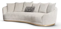 Casa Padrino Luxus Sofa Hellgrau / Messing 308 x 110 x H. 90 cm - Gebogenes Wohnzimmer Sofa - Hotel Sofa - Wohnzimmer Möbel - Hotel Möbel - Luxus Möbel - Luxus Einrichtung - Wohnzimmer Einrichtung
