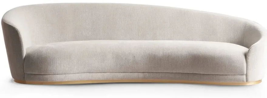 Casa Padrino Luxus Sofa Hellgrau / Messing 308 x 110 x H. 90 cm - Gebogenes Wohnzimmer Sofa - Hotel Sofa - Wohnzimmer Möbel - Hotel Möbel - Luxus Möbel - Luxus Einrichtung - Wohnzimmer Einrichtung