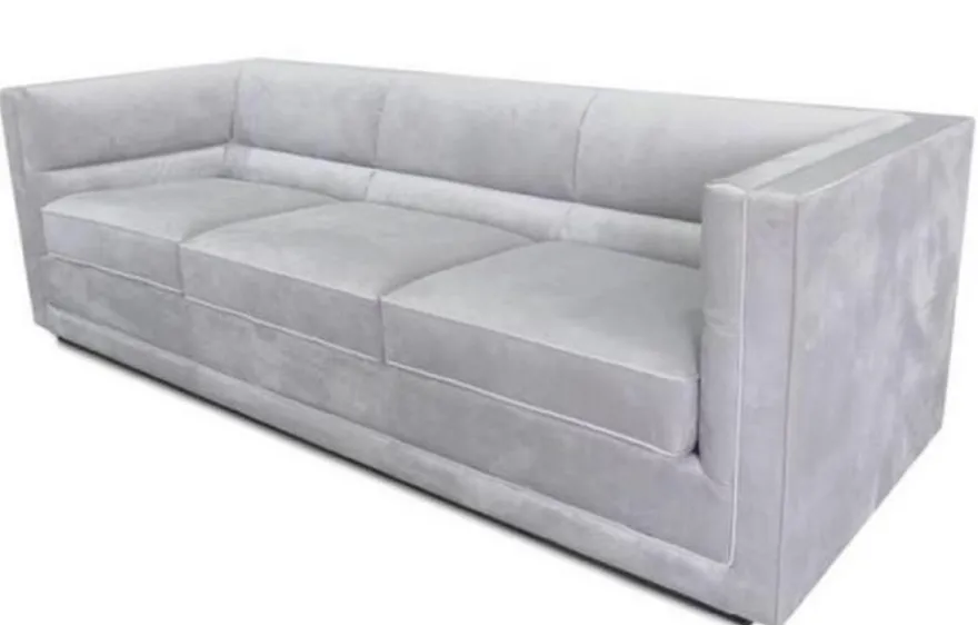 Casa Padrino Luxus Sofa Hellgrau 231 x 86 x H. 74 cm - Wohnzimmer 3er Samtsofa - Wohnzimmer Möbel