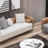 Casa Padrino Luxus Sofa Hellgrau / Braun / Schwarz 255 x 90 x H. 70 cm - Wohnzimmer Sofa - Wohnzimmer Möbel - Luxus Möbel - Luxus Einrichtung