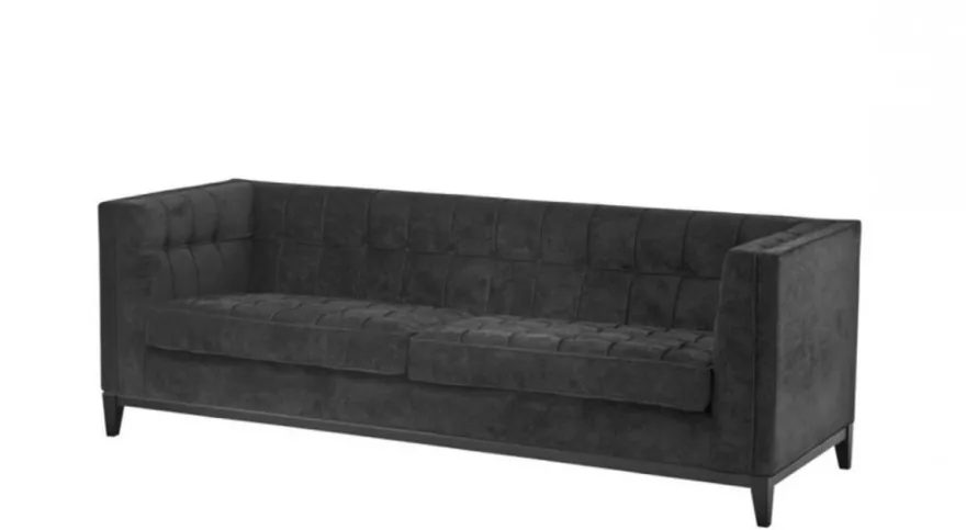 Casa Padrino Luxus Sofa im Barock Stil, schwarzer Samt und schwarze Beine, 230 x 81 x 78 cm