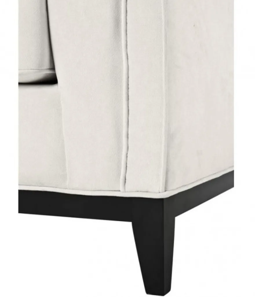 Casa Padrino Luxus Sofa im Barock Stil, weißer Samt und schwarze Beine, 230 x 81 x 78 cm