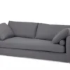 Casa Padrino Luxus Sofa in Dunkelgrau mit poliertem Stahl Sockel, 222 x 100 x 80 cm