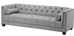 Casa Padrino Luxus Sofa Kubus Fischgrätmuster Grau - 3 Sitzer - Breite 230 cm - Edles Design für Wohnbereich und Hotel
