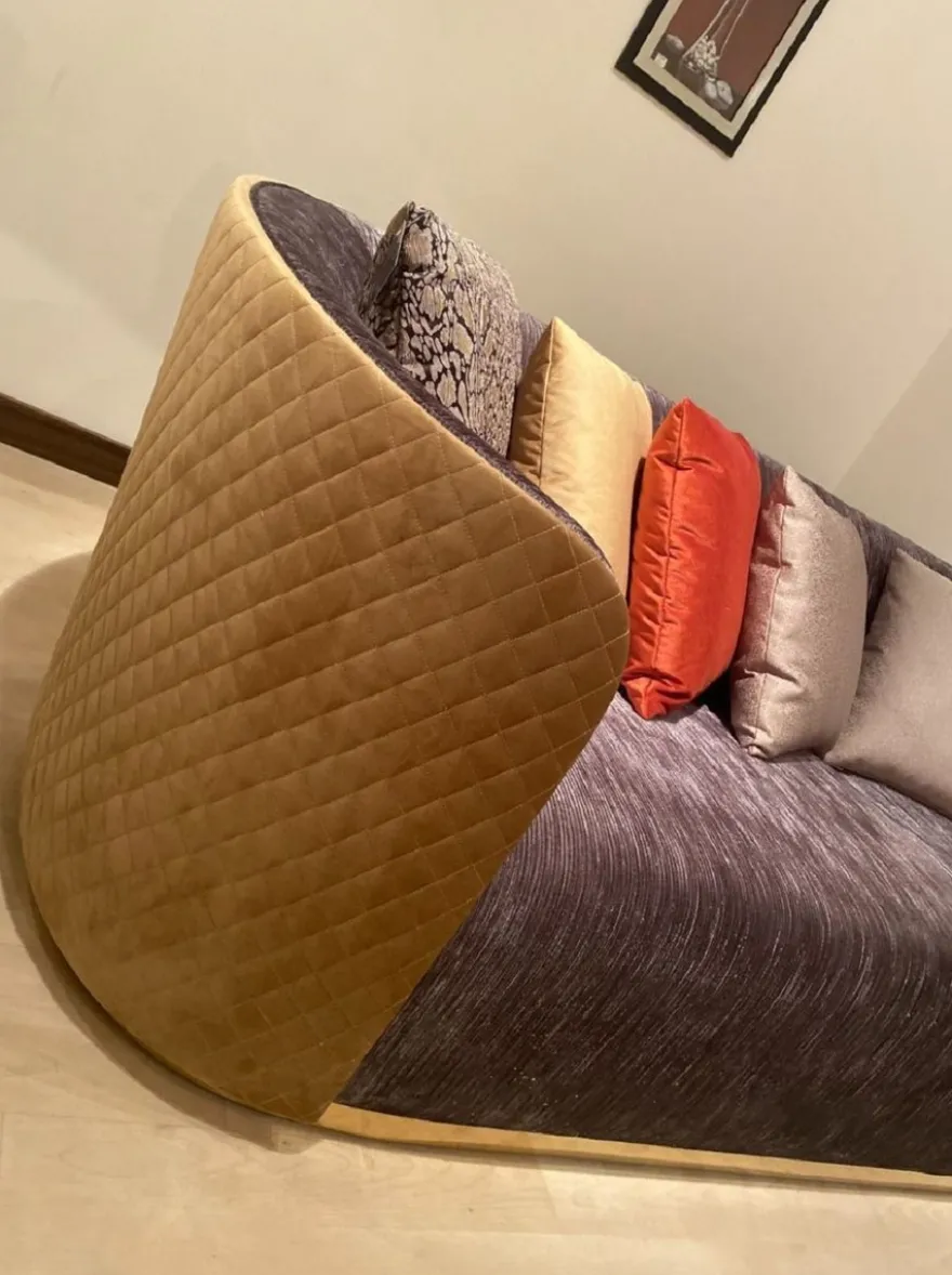 Casa Padrino Luxus Sofa Lila / Beige / Dunkelbraun / Gold - Wohnzimmer Sofa - Hotel Sofa - Luxus Möbel