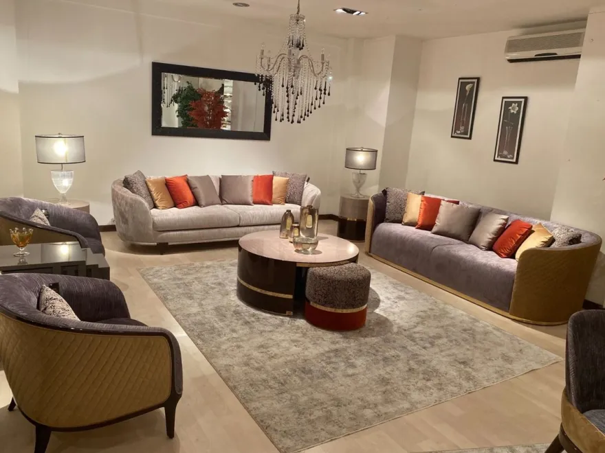 Casa Padrino Luxus Sofa Lila / Beige / Dunkelbraun / Gold - Wohnzimmer Sofa - Hotel Sofa - Luxus Möbel