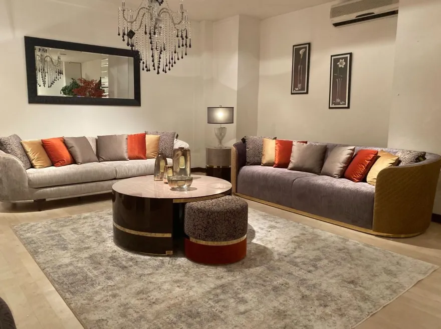 Casa Padrino Luxus Sofa Lila / Beige / Dunkelbraun / Gold - Wohnzimmer Sofa - Hotel Sofa - Luxus Möbel