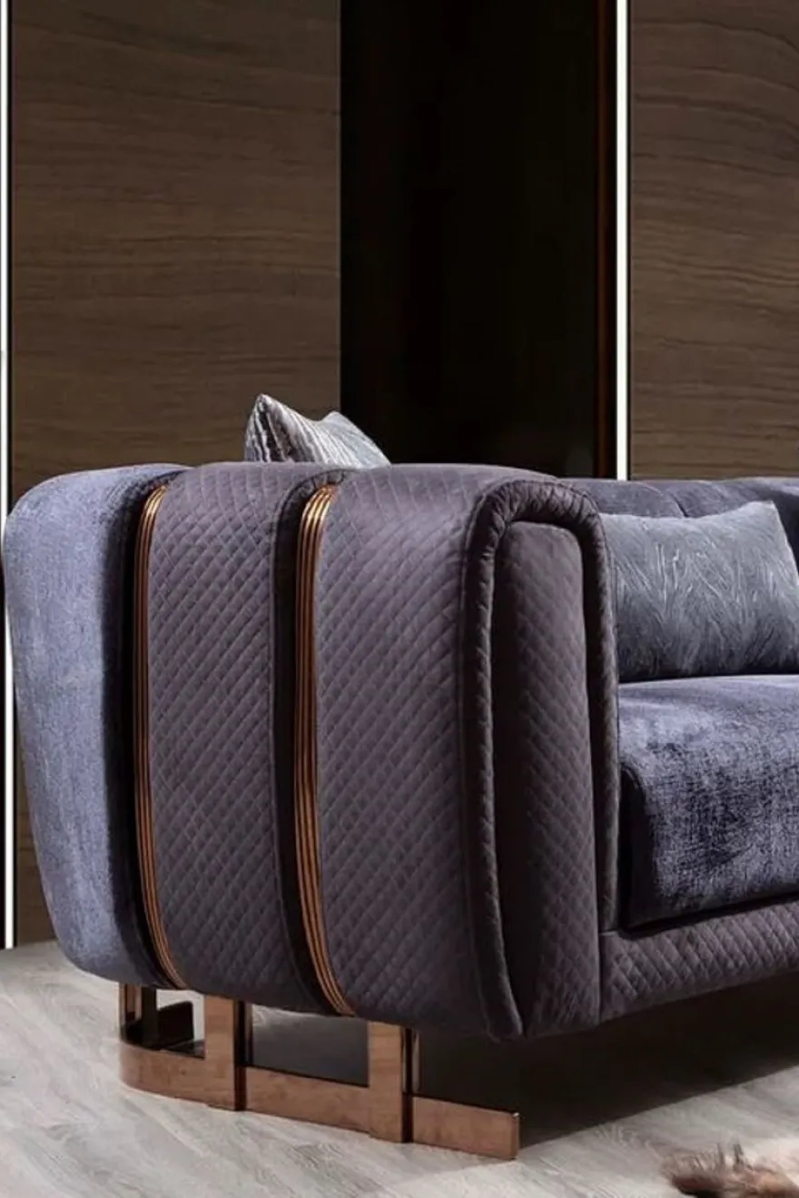 Casa Padrino Luxus Sofa Lila / Kupfer 240 x 100 x H. 60 cm - Modernes Wohnzimmer Sofa - Luxus Wohnzimmer Möbel