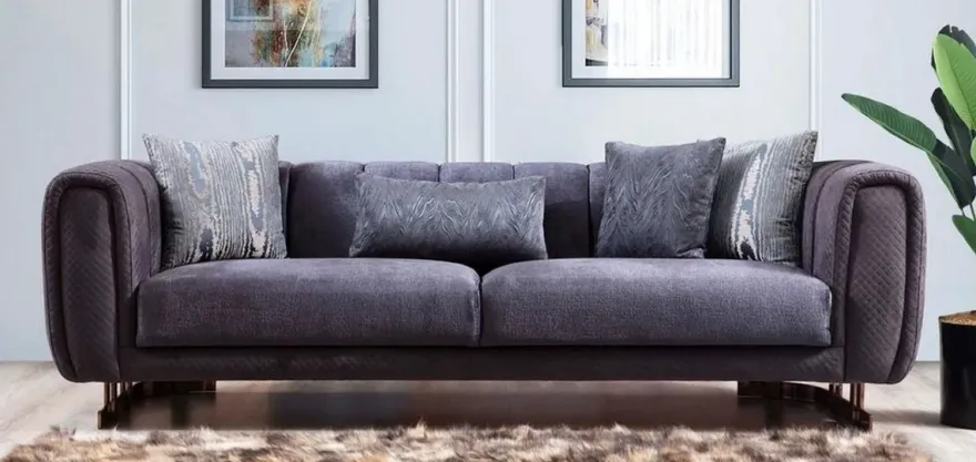 Casa Padrino Luxus Sofa Lila / Kupfer 240 x 100 x H. 60 cm - Modernes Wohnzimmer Sofa - Luxus Wohnzimmer Möbel