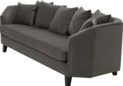 Casa Padrino Luxus Sofa mit Kissen Dunkelgrau / Schwarz 240 x 95 x H. 78 cm - Luxus Wohnzimmermöbel