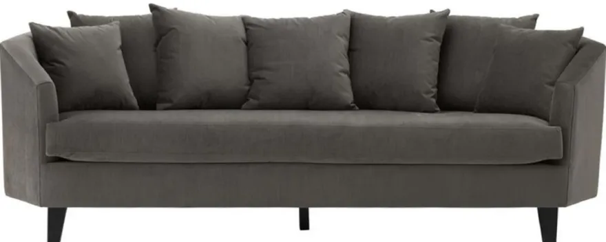 Casa Padrino Luxus Sofa mit Kissen Dunkelgrau / Schwarz 240 x 95 x H. 78 cm - Luxus Wohnzimmermöbel