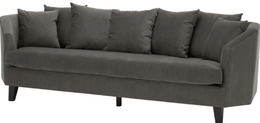 Casa Padrino Luxus Sofa mit Kissen Dunkelgrau / Schwarz 240 x 95 x H. 78 cm - Luxus Wohnzimmermöbel