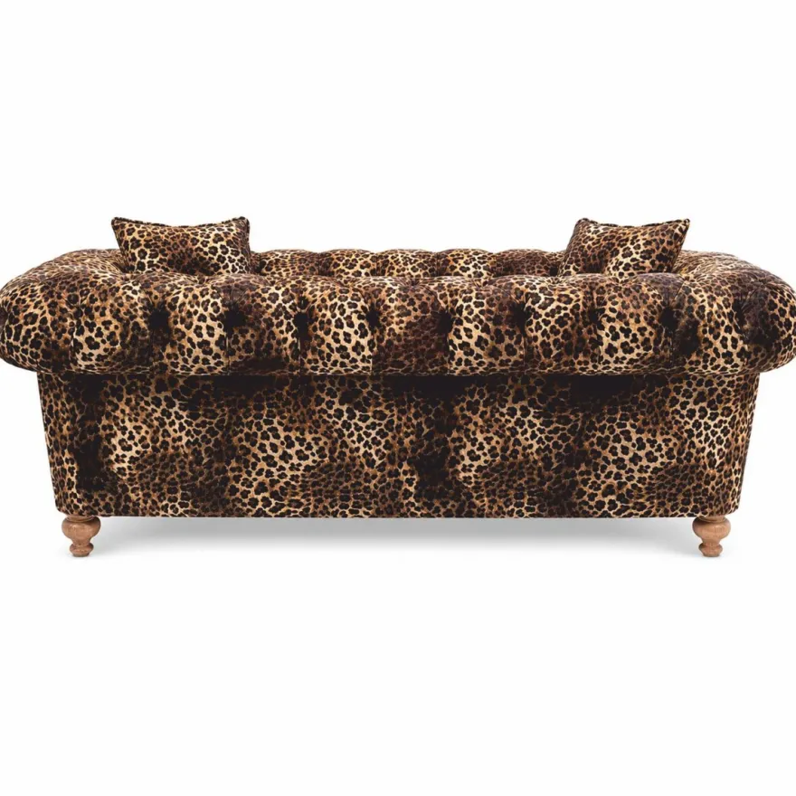 Casa Padrino Luxus Sofa mit Leoparden Muster Beige / Braun 190 cm - Wohnzimmer Sofa - Wohnzimmer Möbel - Luxus Möbel