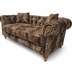 Casa Padrino Luxus Sofa mit Leoparden Muster Beige / Braun 190 cm - Wohnzimmer Sofa - Wohnzimmer Möbel - Luxus Möbel