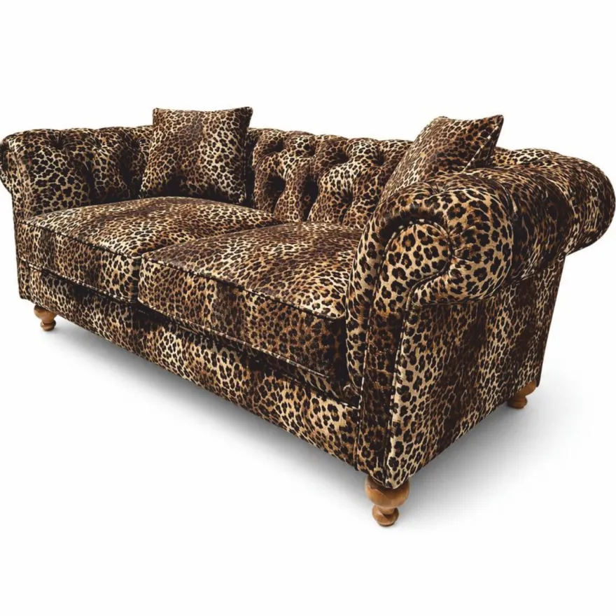 Casa Padrino Luxus Sofa mit Leoparden Muster Beige / Braun 190 cm - Wohnzimmer Sofa - Wohnzimmer Möbel - Luxus Möbel