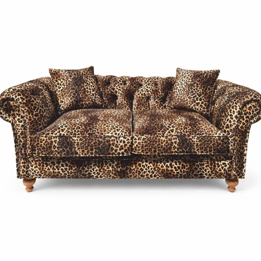Casa Padrino Luxus Sofa mit Leoparden Muster Beige / Braun 190 cm - Wohnzimmer Sofa - Wohnzimmer Möbel - Luxus Möbel
