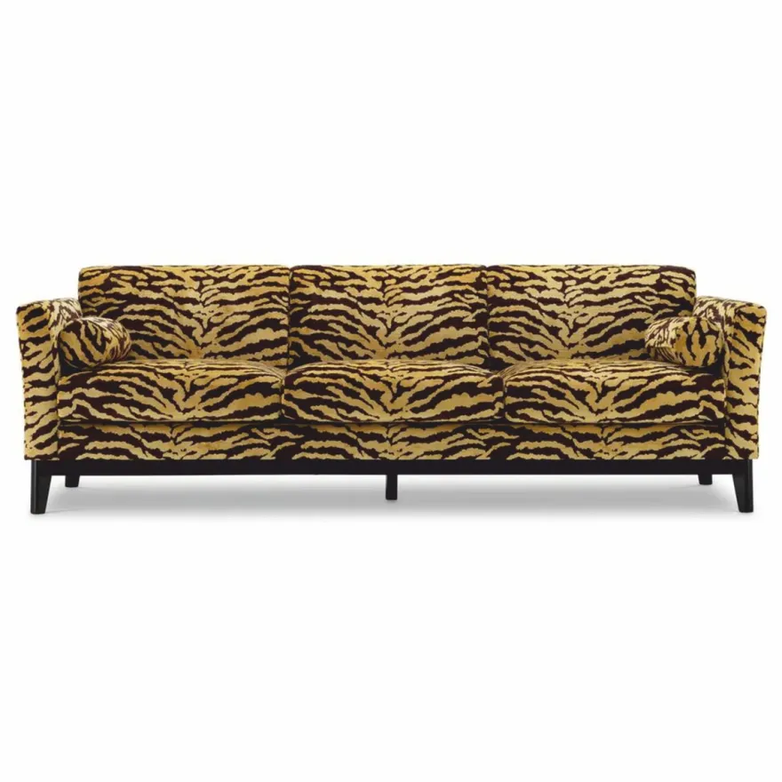 Casa Padrino Luxus Sofa mit Tiger Muster Gelb / Braun / Schwarz 239 cm - Wohzimmer & Hotel Möbel