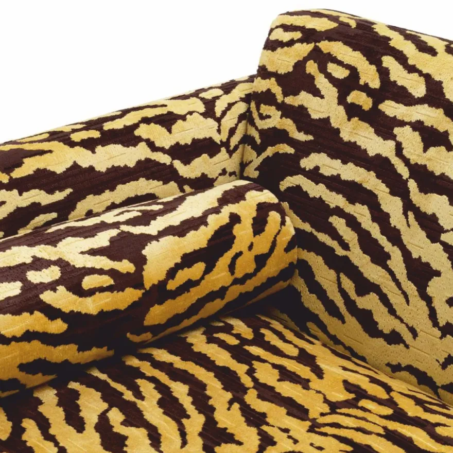 Casa Padrino Luxus Sofa mit Tiger Muster Gelb / Braun / Schwarz 239 cm - Wohzimmer & Hotel Möbel
