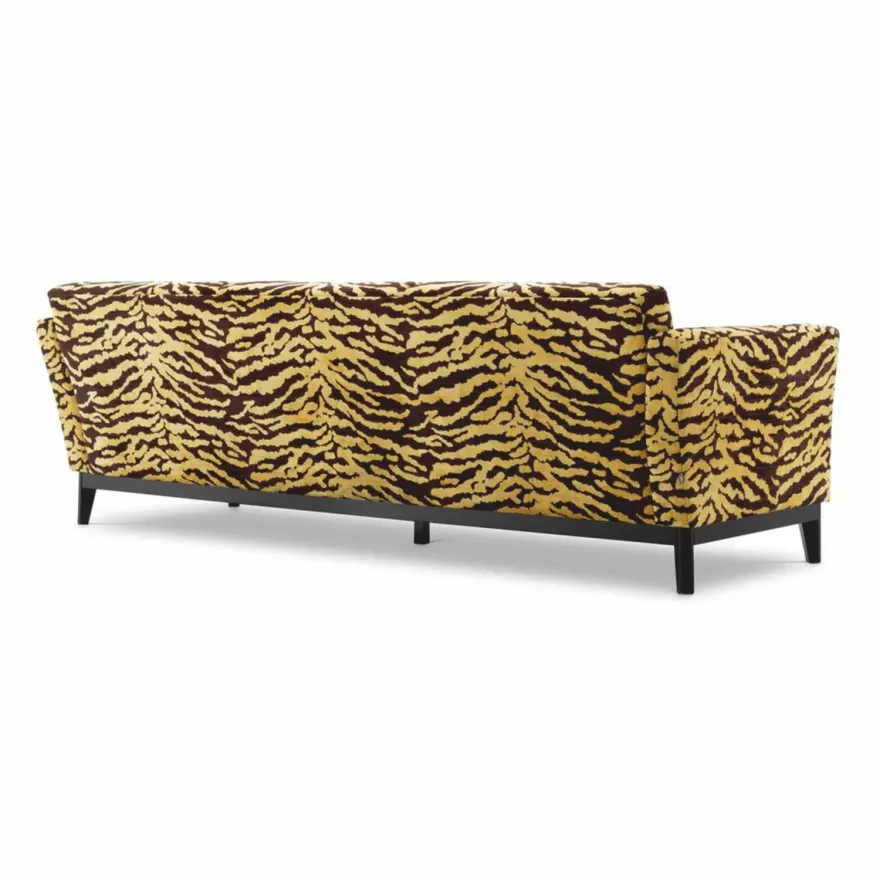 Casa Padrino Luxus Sofa mit Tiger Muster Gelb / Braun / Schwarz 239 cm - Wohzimmer & Hotel Möbel