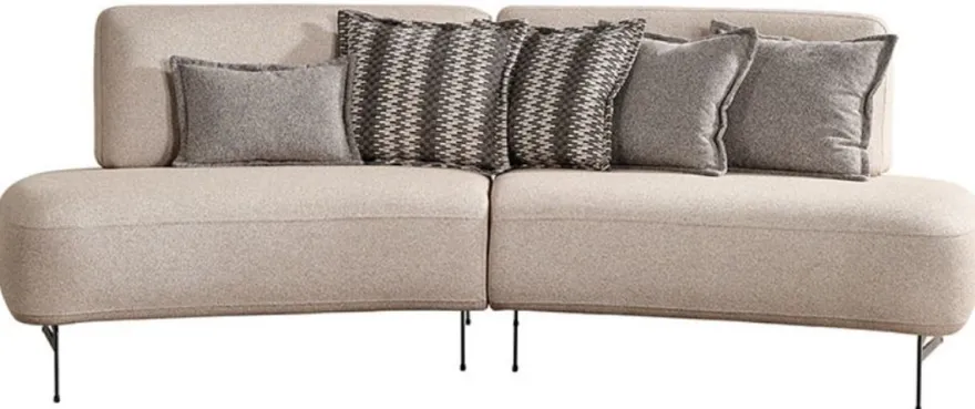 Casa Padrino Luxus Sofa mit verstellbaren Rückenlehnen Beige / Schwarz 240 cm