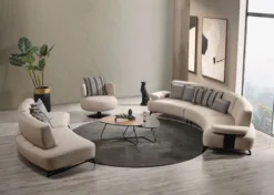 Casa Padrino Luxus Sofa mit verstellbaren Rückenlehnen Beige / Schwarz 240 cm