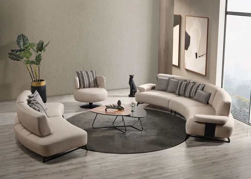 Casa Padrino Luxus Sofa mit verstellbaren Rückenlehnen Beige / Schwarz 240 cm