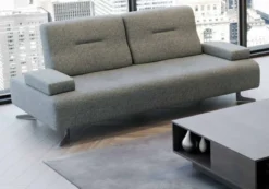 Casa Padrino Luxus Sofa mit verstellbaren Rückenlehnen Grau - Verschiedene Größen - Modernes Wohnzimmer Sofa - Luxus Möbel