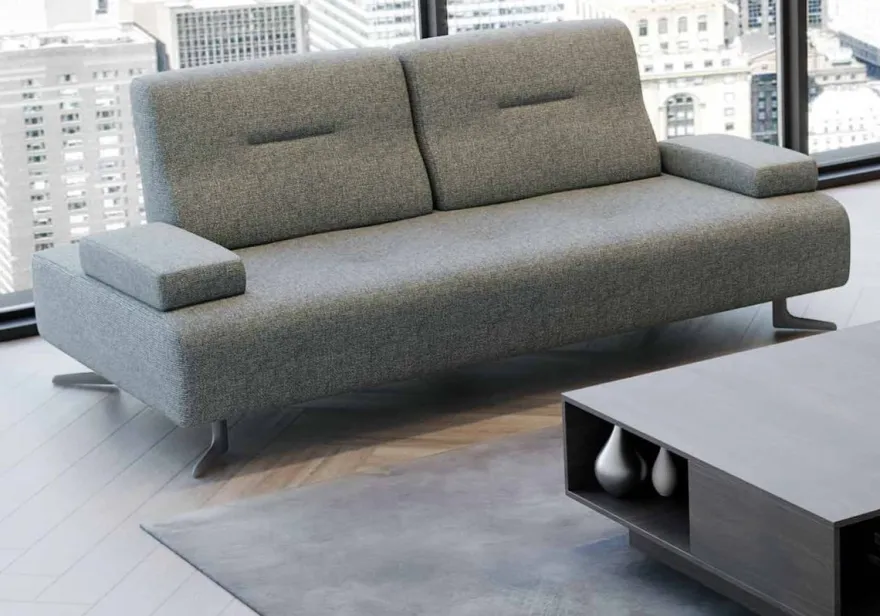 Casa Padrino Luxus Sofa mit verstellbaren Rückenlehnen Grau - Verschiedene Größen - Modernes Wohnzimmer Sofa - Luxus Möbel