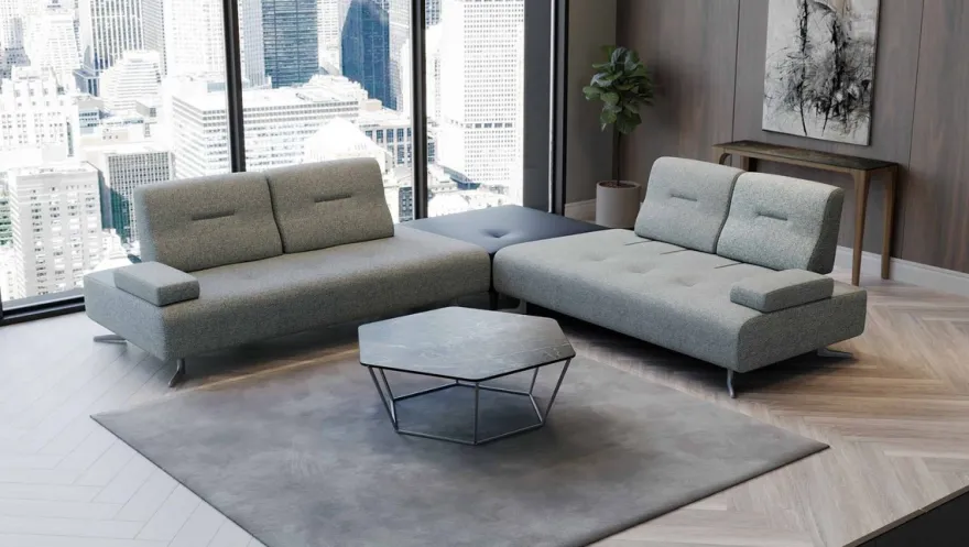 Casa Padrino Luxus Sofa mit verstellbaren Rückenlehnen Grau - Verschiedene Größen - Modernes Wohnzimmer Sofa - Luxus Möbel