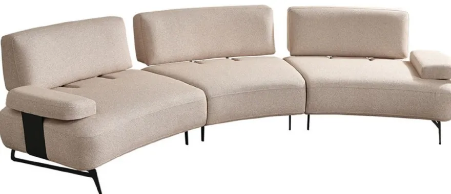 Casa Padrino Luxus Sofa mit verstellbaren Rückenlehnen Beige / Schwarz 350 cm