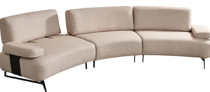 Casa Padrino Luxus Sofa mit verstellbaren Rückenlehnen Beige / Schwarz 350 cm