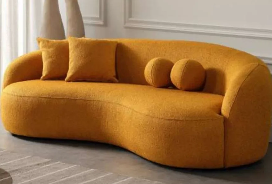 Casa Padrino Luxus Sofa Orange 250 x 120 x H. 76 cm - Gebogenes Wohnzimmer Sofa - Hotel Sofa - Wohnzimmer Möbel - Hotel Möbel - Luxus Möbel - Luxus Einrichtung - Wohnzimmer Einrichtung