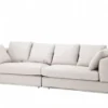 Casa Padrino Luxus Sofa Panama Natural mit poliertem Stahl Sockel, 290 x 80 x 111 cm